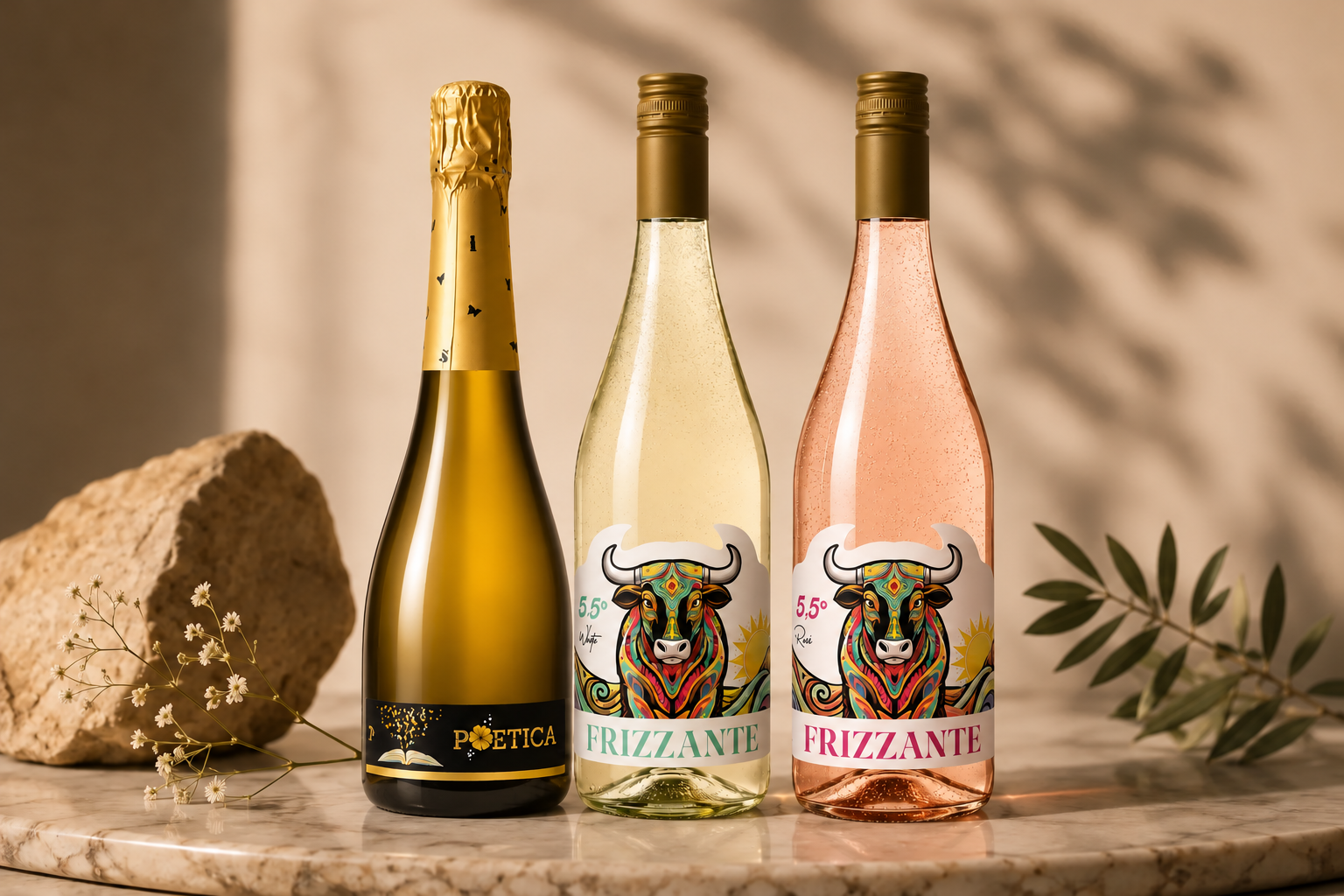 Rosé frizzante con burbujas naturales